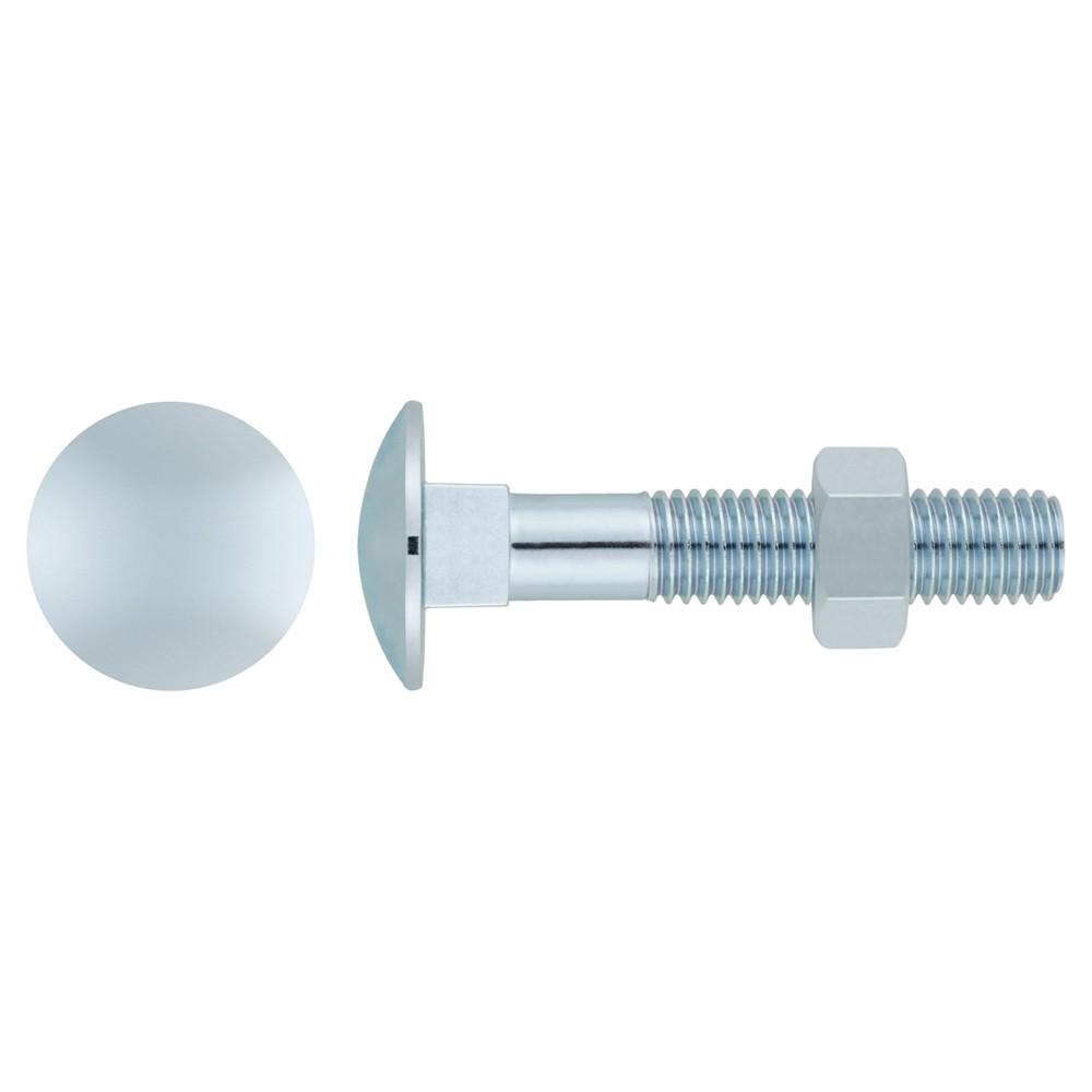 DIN 603-934 ZP ~ ISO 8677/4032, Tornillo carrocero de baja resistencia con cabeza redonda y cuello cuadrado que incorpora tuerca. Su acabado es zincado